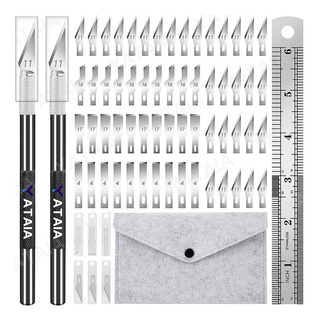 Juego De 2 Cuchillos Para Manualidades Con 60 Cuchillas Con Bolsa, Precision Carving Craft Knife Hobby Knife Spare 60 Blades For Art, Scrapbooking,stencil Juego De 2 Cuchillos Para Manualidades Con 60 Cuchillas Con Bolsa, Precision Carving Craft Knife Hobby Knife Spare 60 Blades For Art, Scrapbooking,stencil