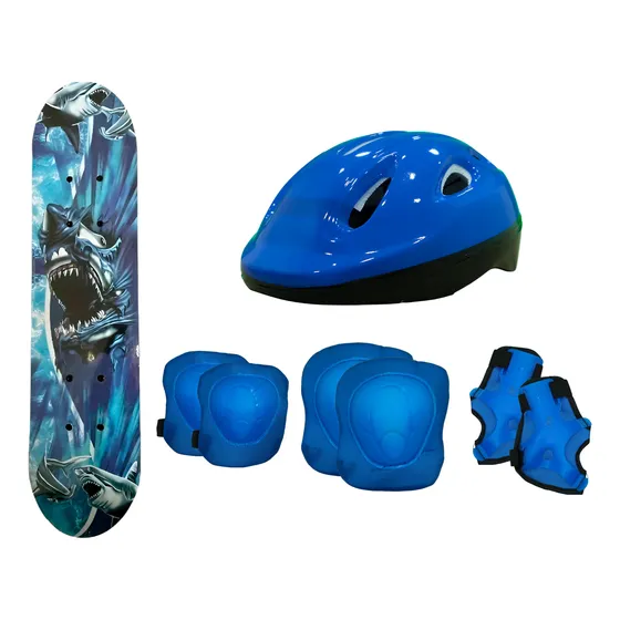 Skate Patineta Infantil  Niños + Casco + Protectores Set