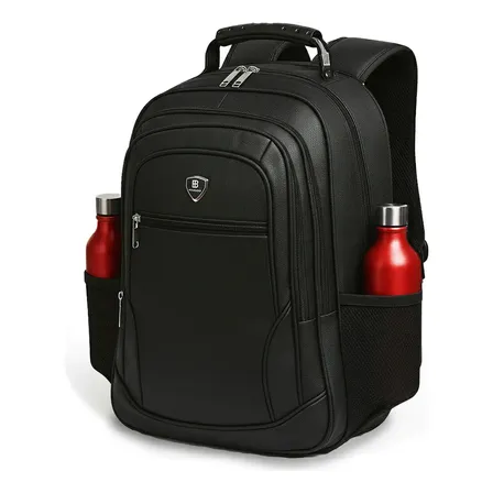 Mochila Masculina Grande Notebook Impermeável Reforçada Preto Liso