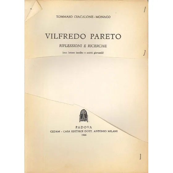 Livro - Vilfredo Pareto. Riflessioni E Ricerche
