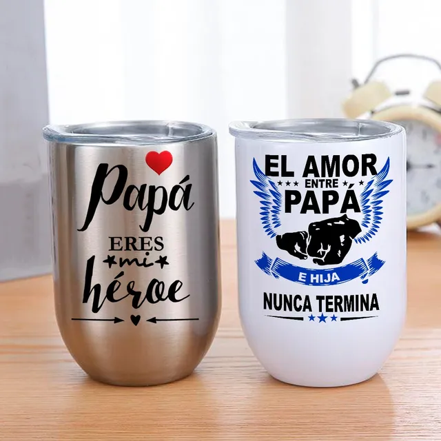 Vaso Vinero Personalizad Termico De Acero C/ Tapa, Dia Padre