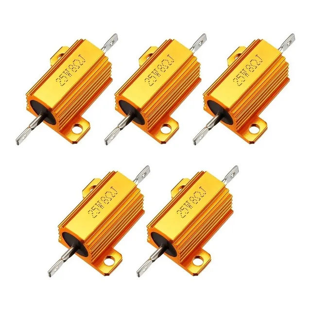 5 Resistencias De Aluminio De 25 W Y 8 Ohm Bobinada Oro