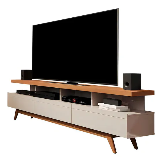 Rack Para Tv Até 72 Polegadas Vivare Off White... Cor Off white
