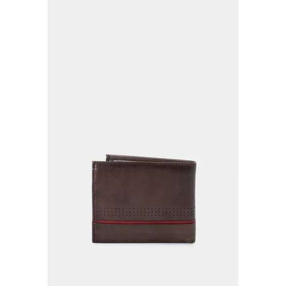 Vélez Billetera Kaleidos De Cuero Para Hombre Detalle Contra Color Marrón oscuro