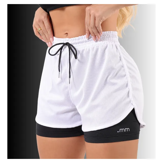 Short Duplo Compreensão Moda Fitness Bermuda Academia