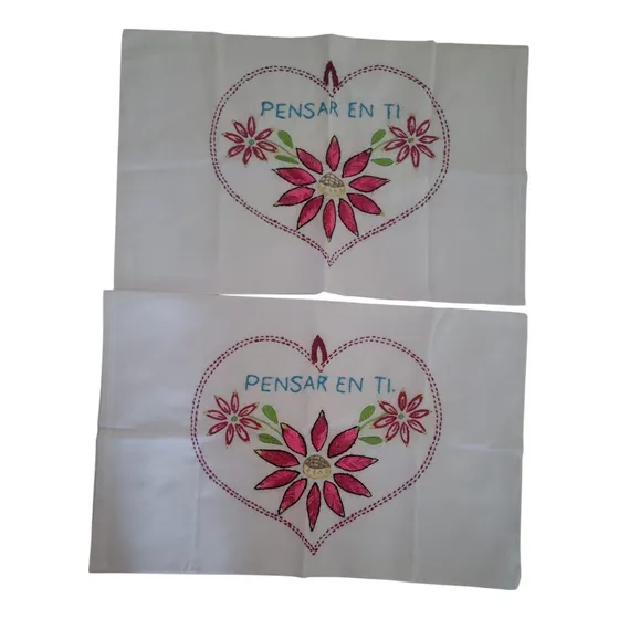 1 Par De Fundas Para Almohadas Bordadas A Mano