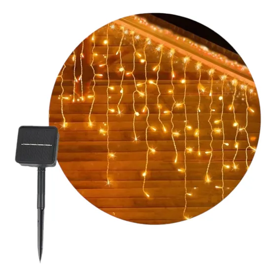 Guirnalda Lluvia Cascada Solar Luces Led Exterior Cortina Luces Blanco cálido