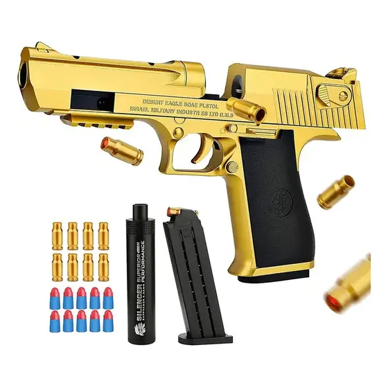 Pistola Glock Bala Suave Dorada Para Niños Regalo Navidad 