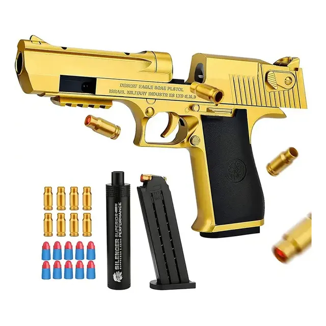 Pistola Glock Bala Suave Dorada Para Niños Regalo Navidad 