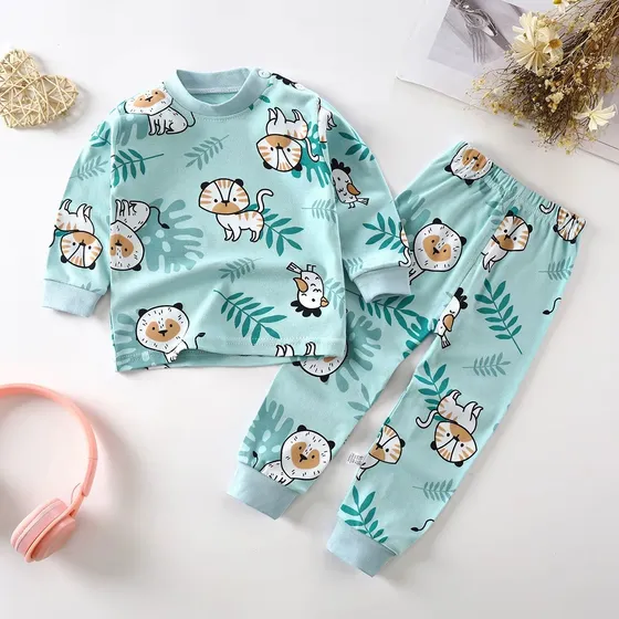 Pijamas Bebé 2 Piezas Manga Larga Niño - 100% Algodón