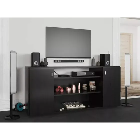 Mesa Tv Led Mueble Rack Con Puertas Melamina Modular Moderno