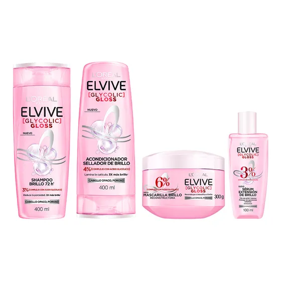 Kit Elvive Glycolic Gloss Rutina Brillo Intenso
