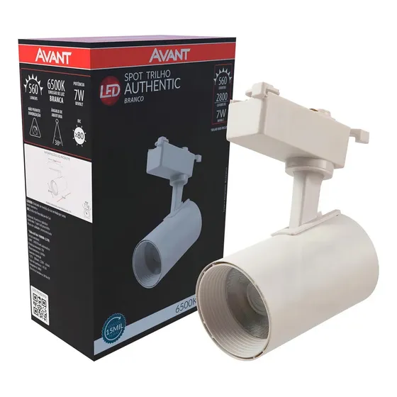 Luminária Spot Trilho Authentic Branco 7w 6500k Bivolt Avant