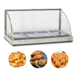 Estufa P/ Salgados 4 Bandejas Vidro Curvo Inox Titã Estufa P/ Salgados 4 Bandejas Vidro Curvo Inox Titã