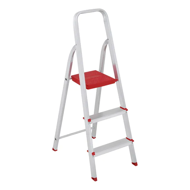 Escada De Alumínio Dobrável Compacta Com 3 Degraus - Botafogo - Leve E Resistente
