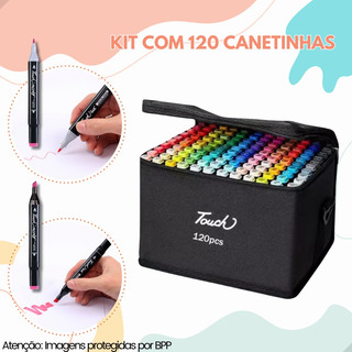 Conjunto Canetas Marcador Permanente Ponta Dupla 120 Cores Conjunto Canetas Marcador Permanente Ponta Dupla 120 Cores