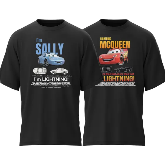 Kit Camiseta Casal Combinando Relâmpago Mcqueen E Sally
