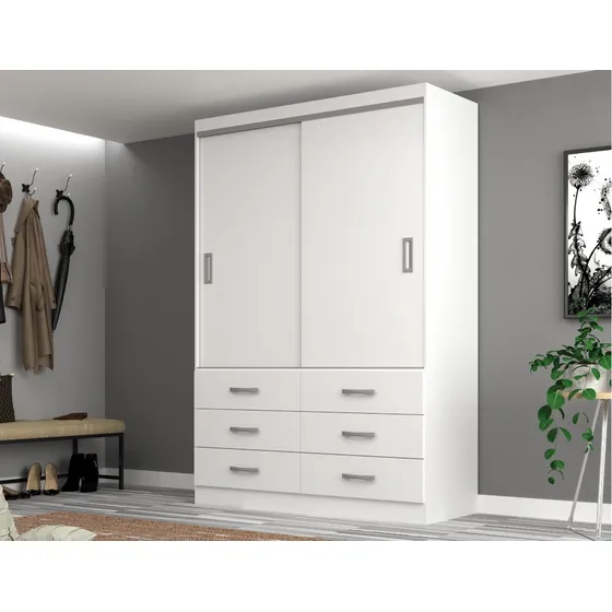 Ropero Placard Armario Puertas Corredizas Estante Dormitorio Color Blanco