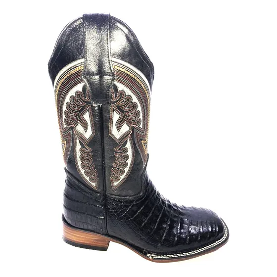 Botas Rodeo Pansa De Cocodrilo Grabado Piel Res Suela Cuero.
