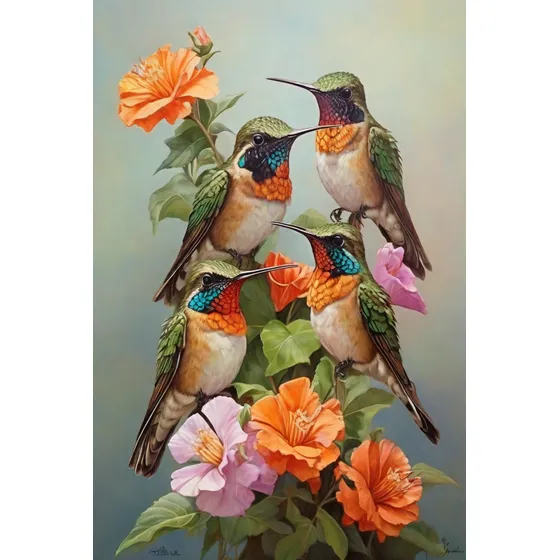 Cuadro Grande De Colibris Para Sala Comedor Alcoba 100x70 Cm