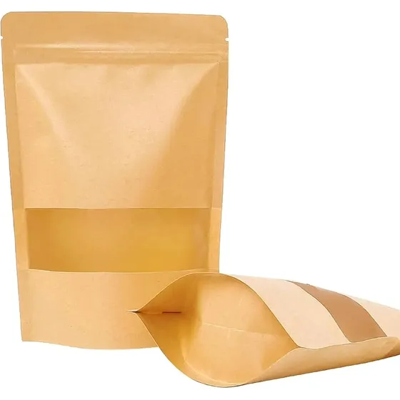 Bolsas Doypack 18x26cm Kraft 500g Zipper Ventana 25 Und