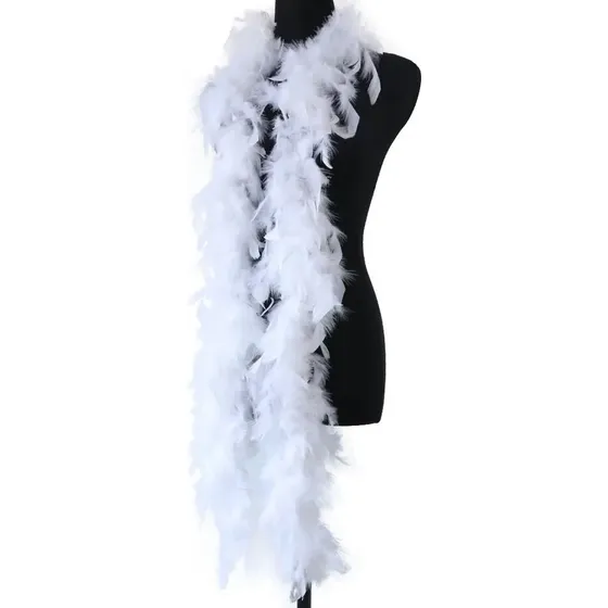 Boa De Plumas Blancas De 200 Cm – Accesorio De Disfraz Para Bodas, Halloween Y Teatro, Plumas De Pavo De Alta Calidad