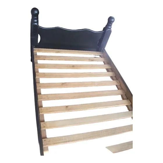 Cama De Madera Tamaño Individual Marron Oscuro