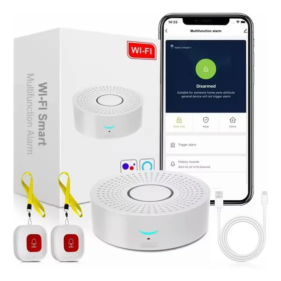 Botón Emergencia Inalámbrico 115dB KUIIYER® para Adultos Mayores Sistema de Seguridad para Ancianos Botón de Pánico Portátil Control de app multifuncional Alerta de Emergencia para Hogar