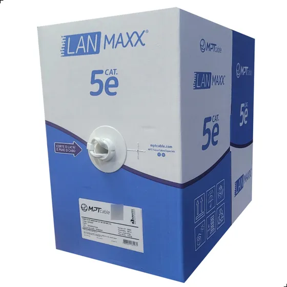 Cabo De Rede Branco 4p Cat5e Mpt Cmx 100% Cobre 305 Metros