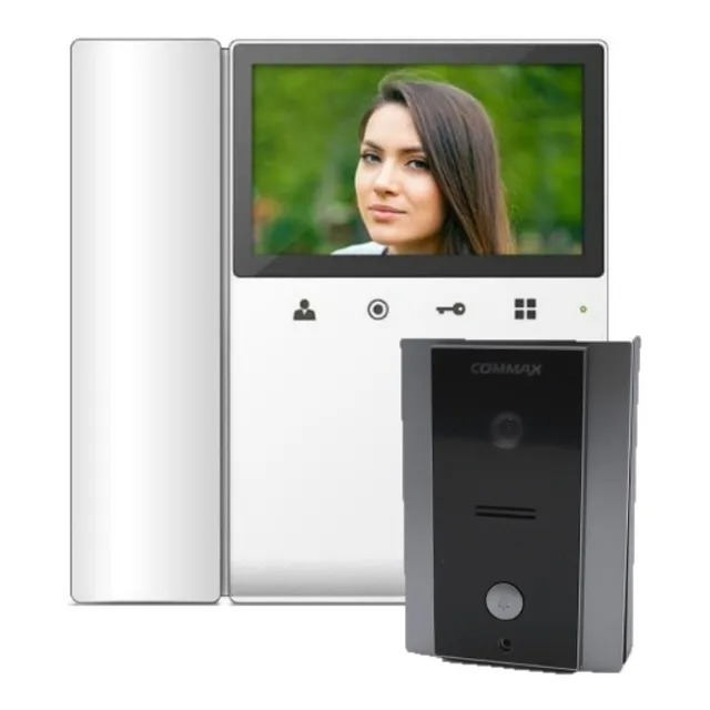 Kit Video Portero Commax Monitor 4.3 Pulgadas Interfon Color Blanco Y Gris