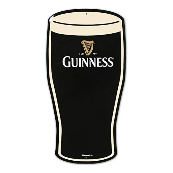 Letrero Metálico De Cerveza Guinness Stout Pint 9 X 18in