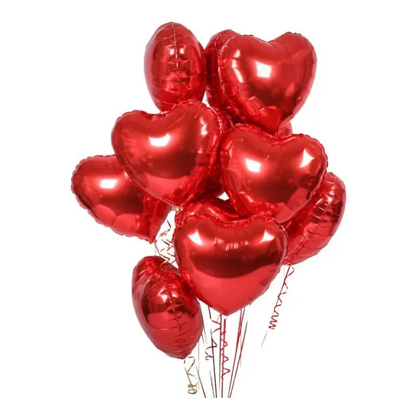 12 Globos Metalizado Corazon 10puLG 23cm Enamorado Fiesta