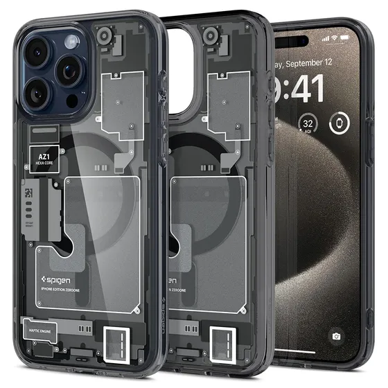 Case Funda Spigen Ultra Hybrid Zero One para iPhone 15 Pro Max Color Negro