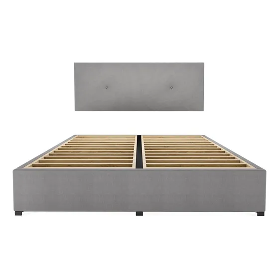 Cama Recamara Base Y Cabecera Urban King Size Madera Tapiz Lino Gris