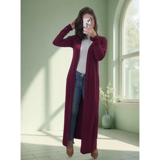 Cardigan Maxi Longo Em Viscolycra