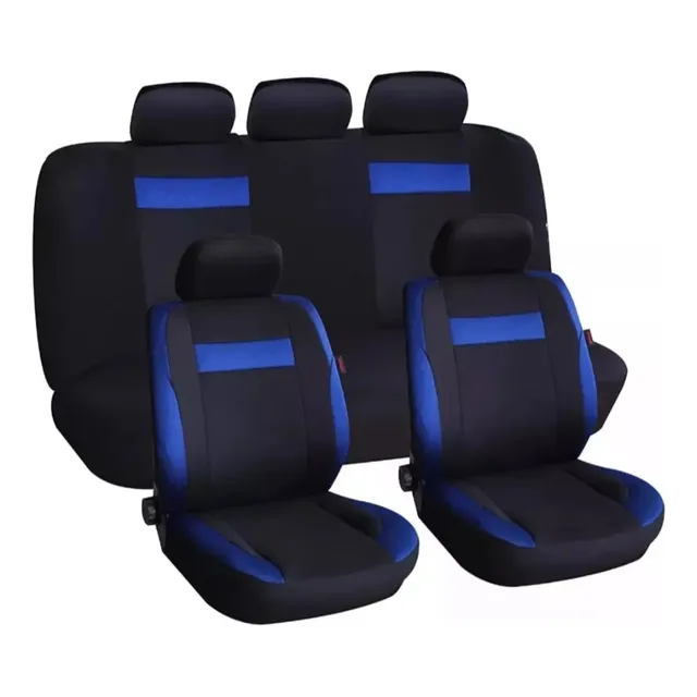 Forro Asiento Universal Carro Camioneta 9 Piezas Negro-azul