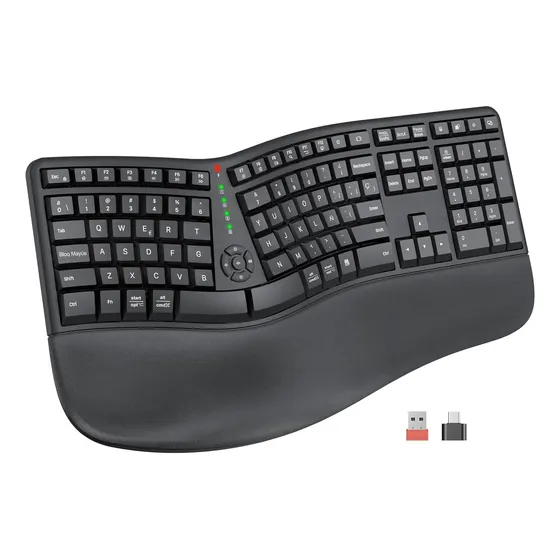 Teclado Ergonómico Recargable Inalámbrica Usb Con Ñ