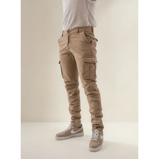 Pantalon Cargo De Gabardina, Recto, Alicrado, Para Hombre.