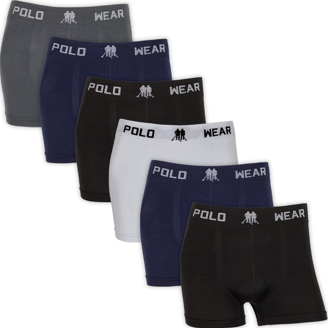Kit 6 Cuecas Boxer Polo Wear Microfibra Sem Costura Original Kit 6 Cuecas Boxer Polo Wear Microfibra Sem Costura Original
