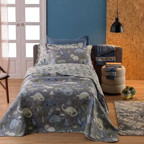 Kit Cobre Leito Solteiro Casual Kids Appel Home Cor Dino