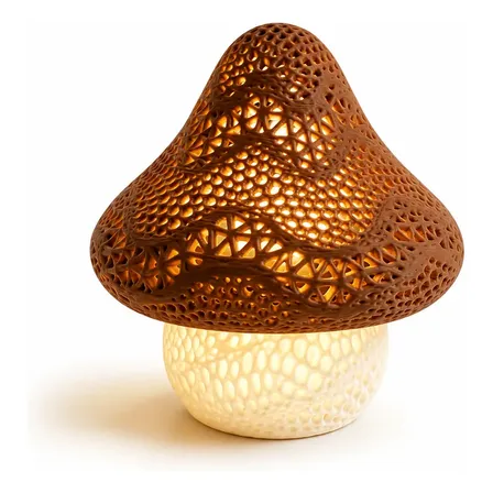 Luminária Cogumelo Decorativa Led Abajur Mesa Luz Suave Branco Terracota Vela Led