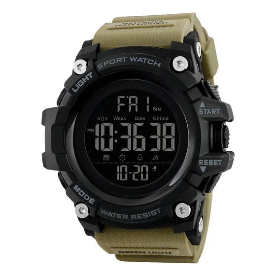 Reloj pulsera digital Skmei 1384 con correa de poliuretano color beige - fondo negro