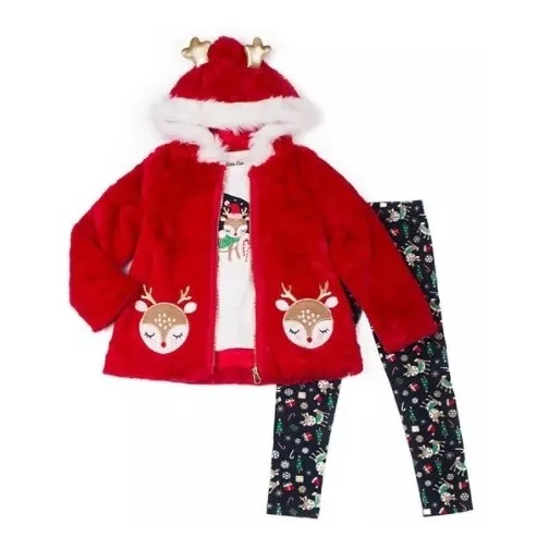 Conjunto De Leggings Navidad Reno 3 Piezas Niña Talla 6