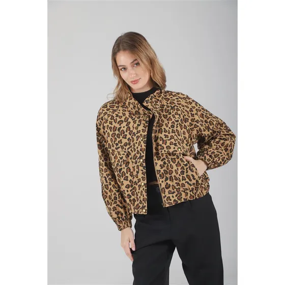 Campera Premium Brown Gabardina Animal Print 10021 Arizona