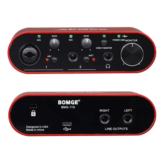 Interfaz De Audio Usb Portátil Bomge 11s Solo Red