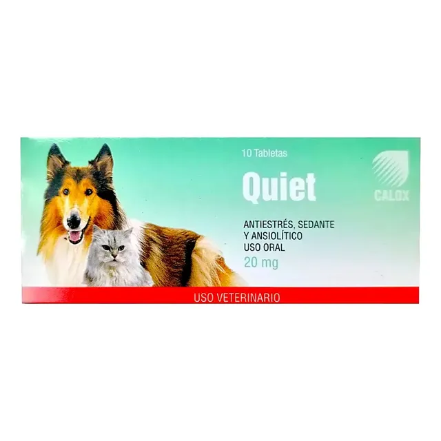 Quiet 20mg 10tab Sedante Y Ansiolítico Para Perros Y Gatos 
