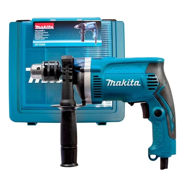 Taladro Percutor Makita Hp1630k 13mm 710w Con Maleta Color Turquesa