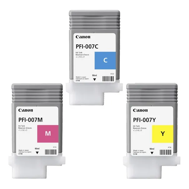Set De 3 Tintas Canon Pfi-007 Cyan, Magenta Y Amarillo