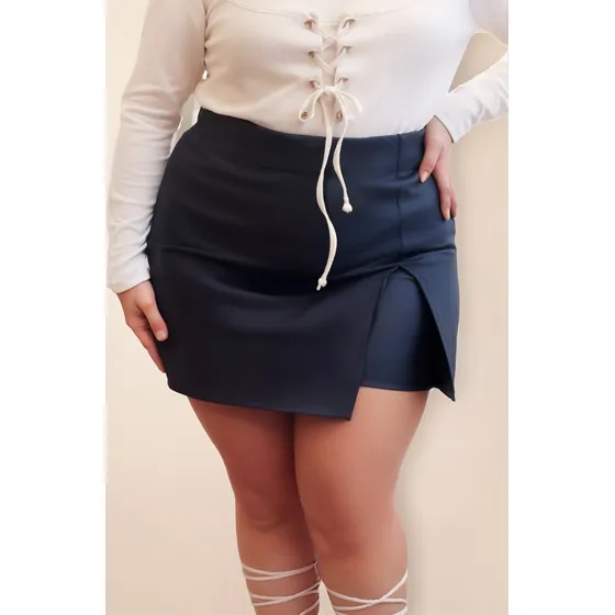 Pollera Pantalon Short Engomado Mujer Talle Especial Moda