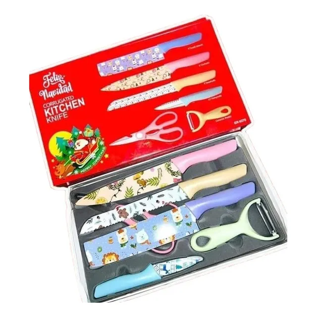Juego De Cuchillos Navideños Acero 